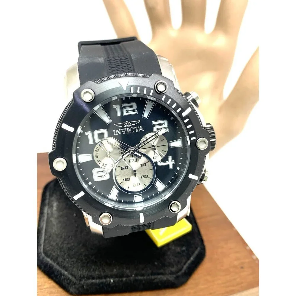 Invicta Men's Watch 45739 Pro Diver Quartz Chronograph Black Dial Rubber Strap